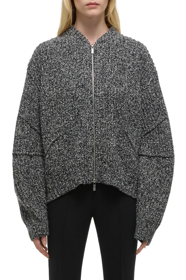 Marled Wool Blend Zip-Up Cardigan, Main, color, BLACK/ WHITE MARL