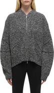 Helmut Lang Marled Wool Blend Zip-Up Cardigan