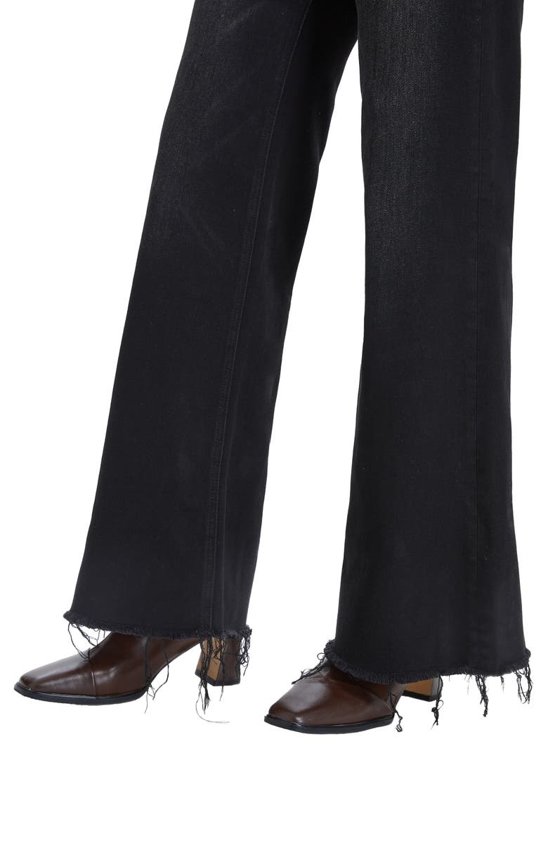 Bayeas Frayed Exposed Button Mid Rise Wide Leg Jeans, Alternate, color, Raven