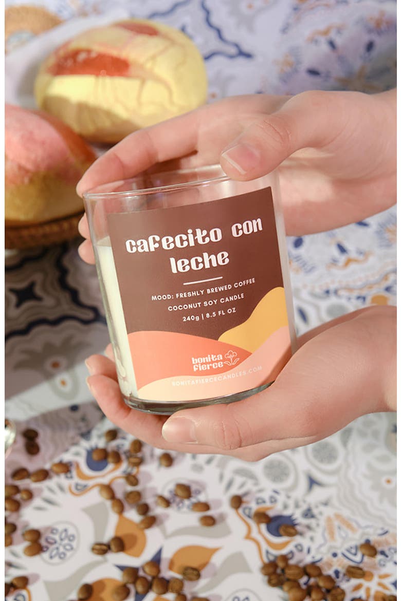 Cafecito Con Leche Candle, Alternate, color, WHITE/ BROWN