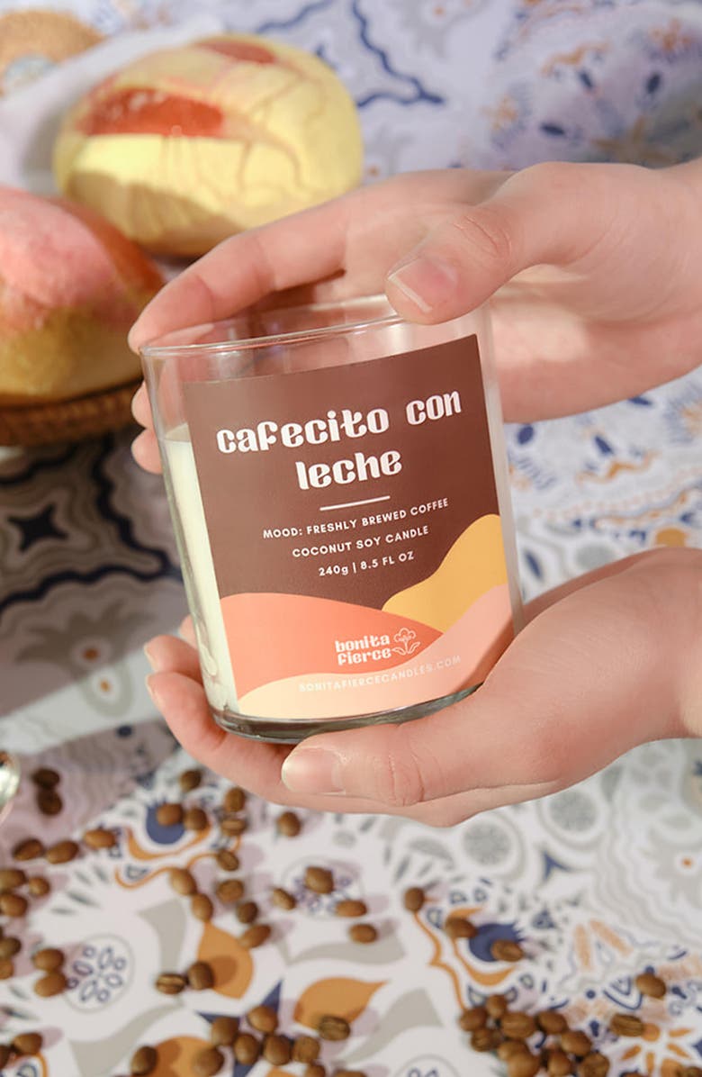 Bonita Fierce Cafecito Con Leche Candle, Alternate, color, White/ Brown