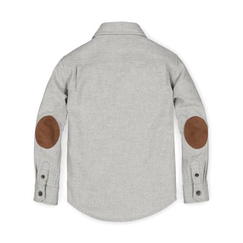 Hope & Henry Baby Boys' Organic Flannel Shirt, Infant In Grey Heather Elbow Patches