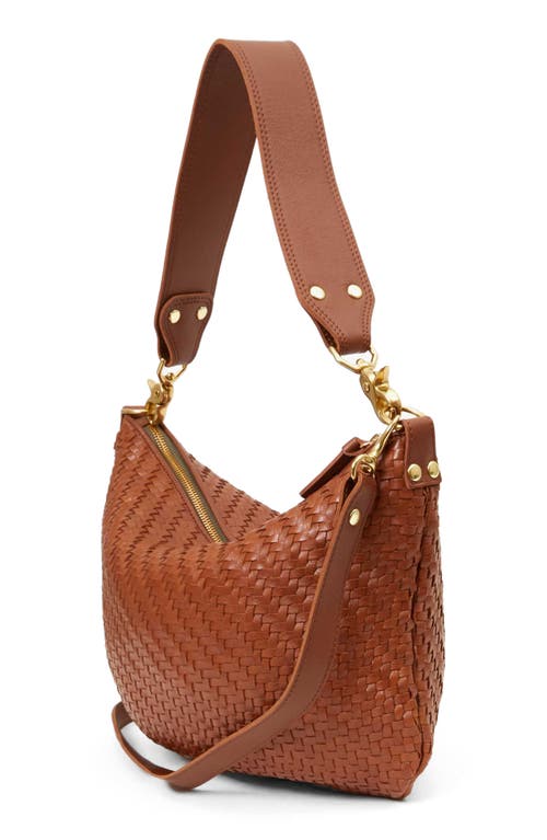 Clare V . Moyen Woven Leather Messenger Bag In Hazelnut Woven Zig Zag