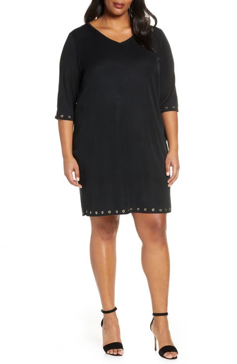 Grommet Detail Sheath Dress (Plus Size)