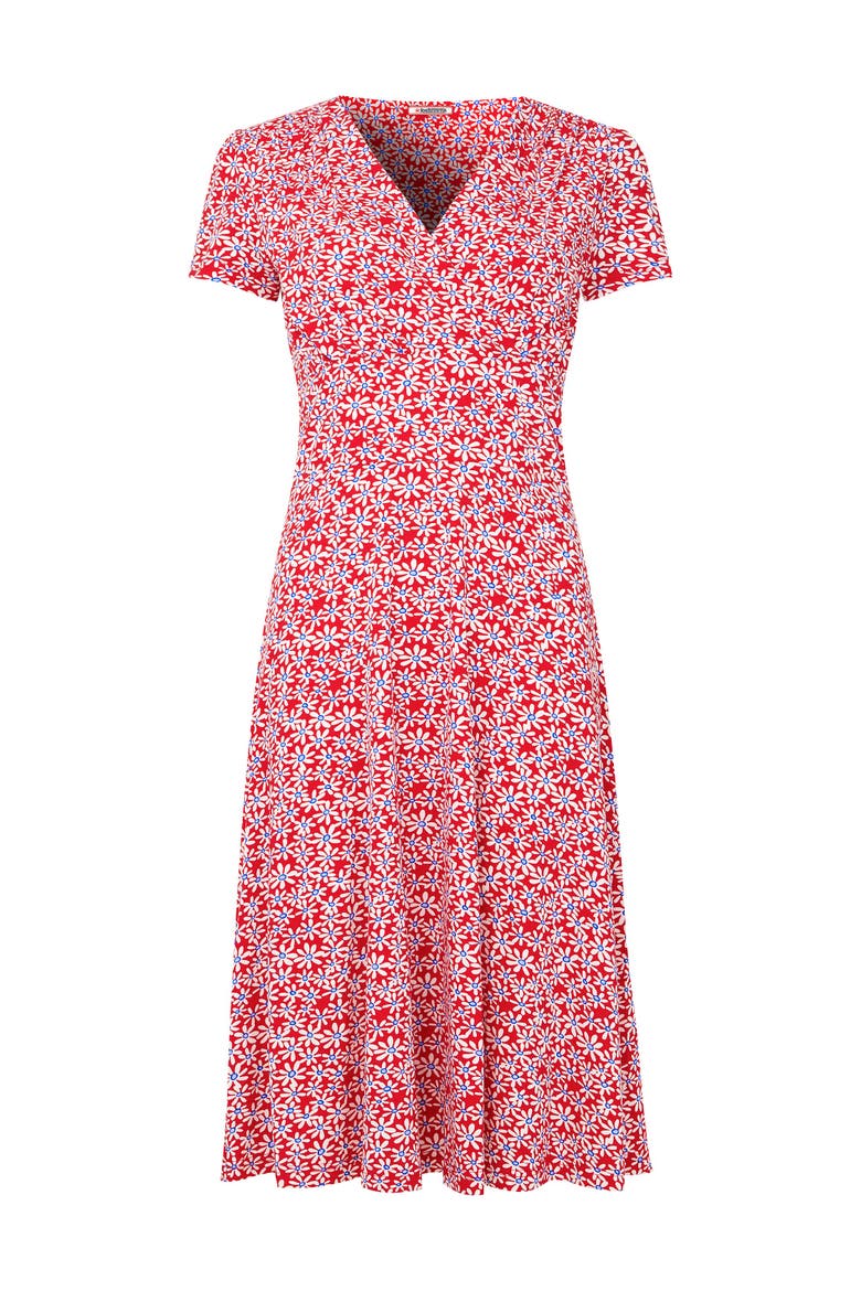 Stretch Knit Faux Wrap Dress, Alternate, color, AMERICANA DITSY FLORAL
