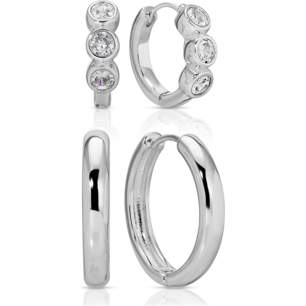Ettika Set Of 2 All In Hoop Earrings In Silver