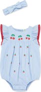 Little Me Cherries Bubble Bodysuit & Headband Set