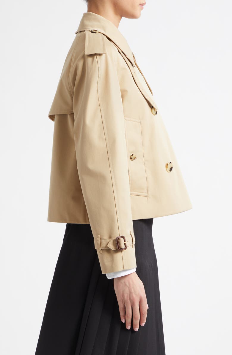 Burberry Haltye Cotton Gabardine Crop Trench Jacket, Alternate, color, Honey