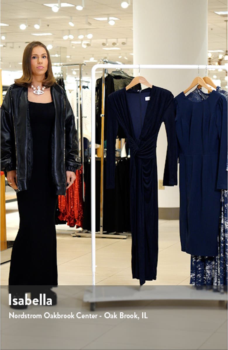 Francis Long Sleeve Plunge Neck Midi Dress, sales video thumbnail