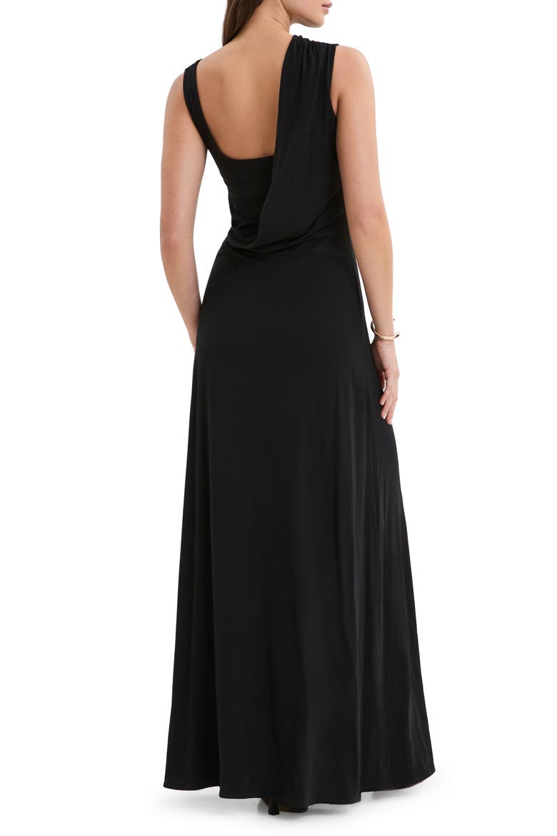 Laurel Sleeveless Stretch Jersey Gown, Alternate, color, BLACK
