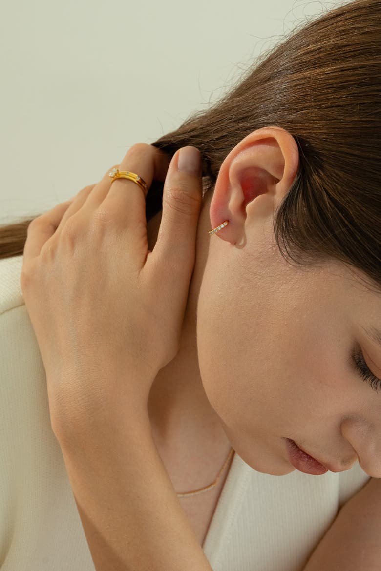 Sterling Silver 18k Gold Plated Miranda Earrings Modern Trendy Style, Alternate, color, Gold