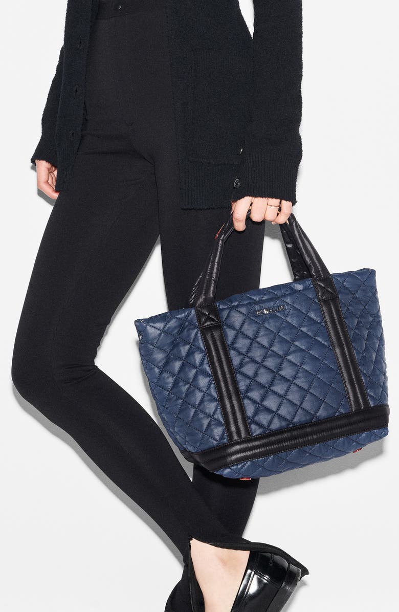 MZ Wallace Small Quilted Nylon Empire Tote, Alternate, color, Navy And Black