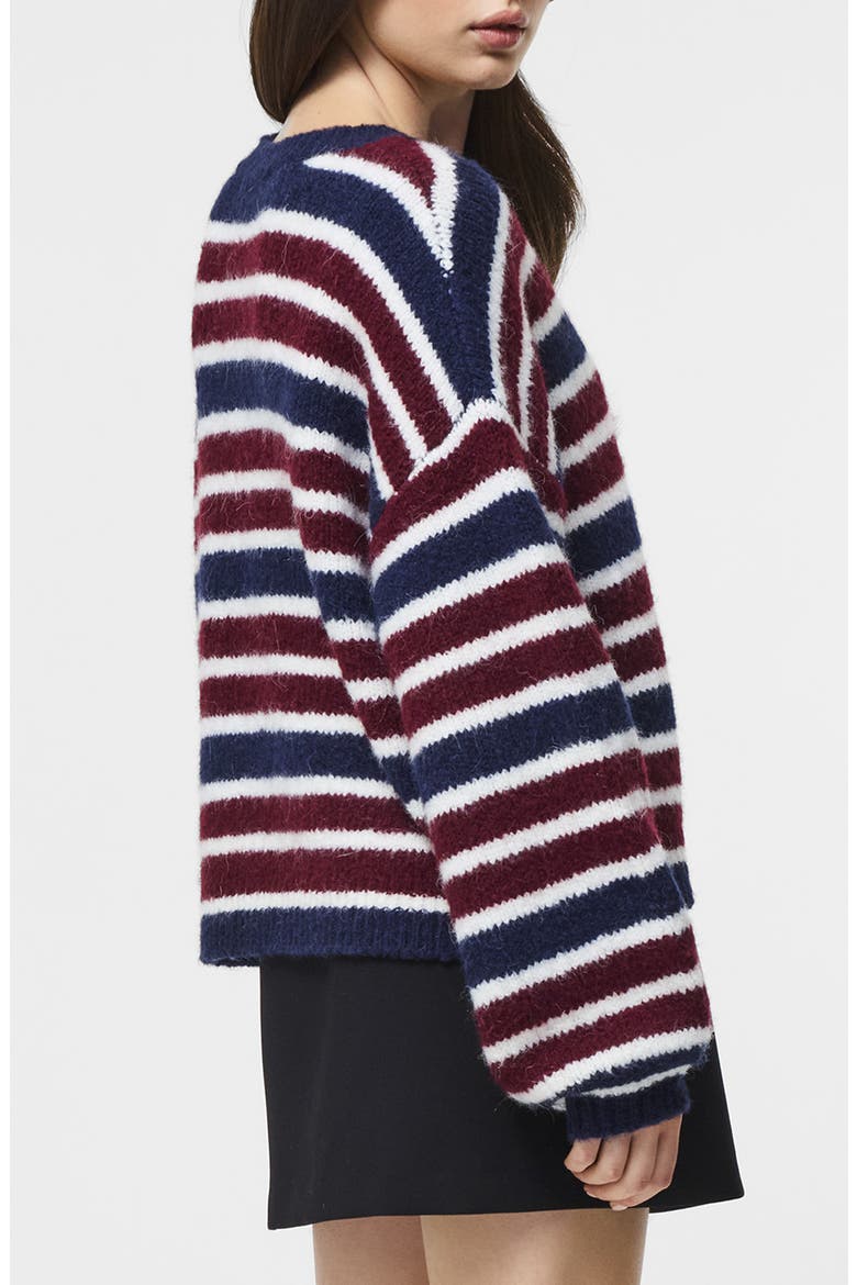 Stripe Crewneck Sweater, Alternate, color, CABERNET-ROYAL BLUE