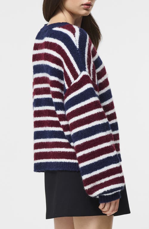 French Connection Stripe Crewneck Sweater In Black