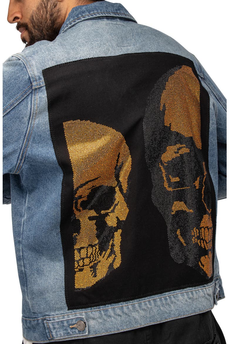 Skull Patch Denim Jacket, Alternate, color, LIGHT BLUE