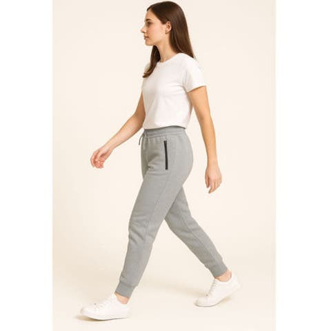 Womens Ultra Soft Zipper Pocket Fleece Sweatpant Jogger