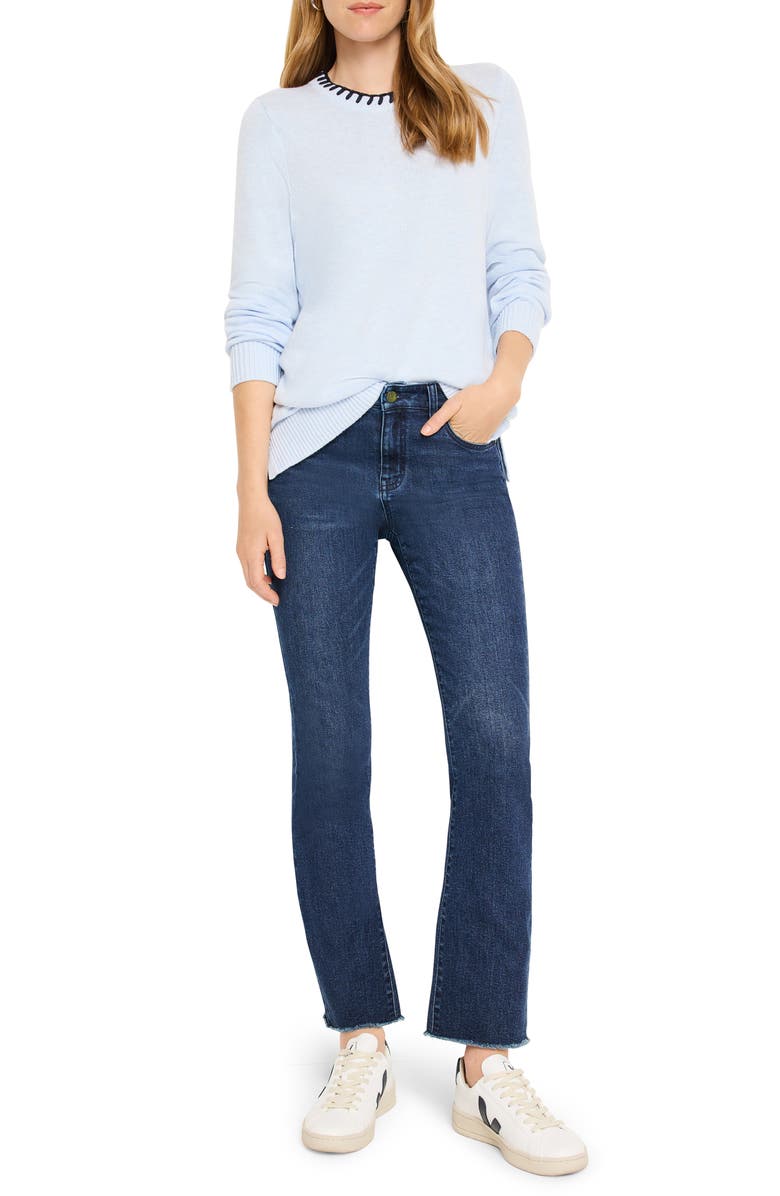 NIC+ZOE Blanket Stitch Cotton Blend Sweater, Alternate, color, Blue Multi