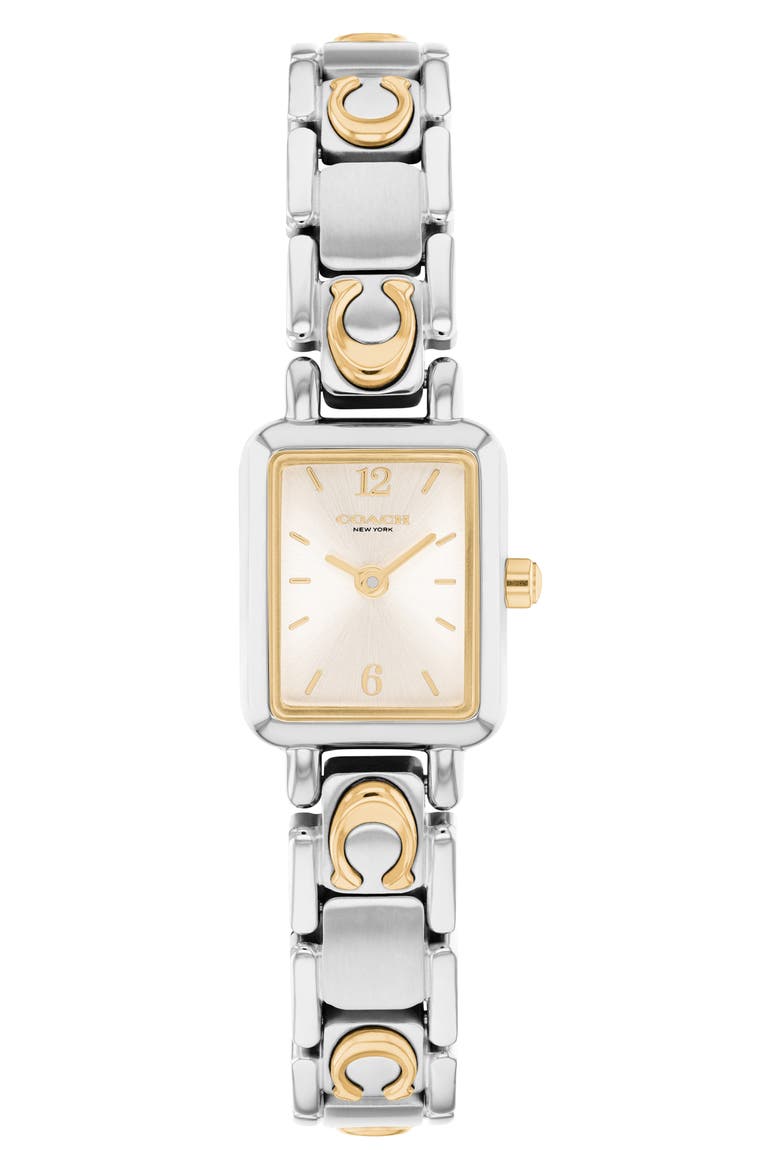 Mara Tank Two-Tone Bracelet Watch, 15.5mm x 19mm, Main, color, SILVER GOLD