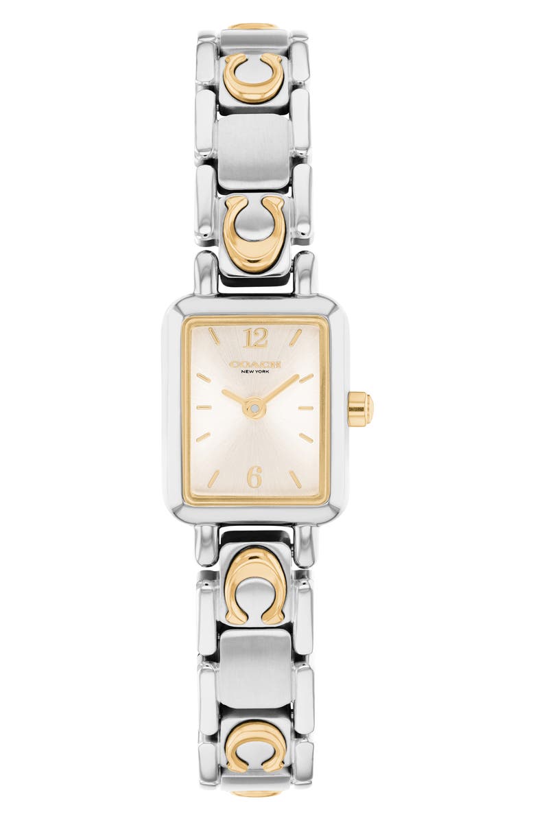 COACH Mara Tank Two-Tone Bracelet Watch, 15.5mm x 19mm, Main, color, Silver Gold