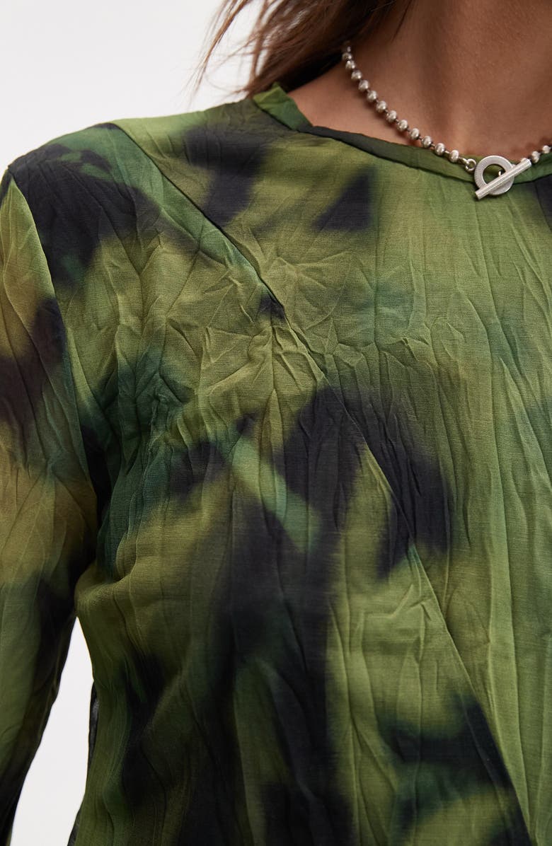 Topshop Blurred Floral Long Sleeve Mesh Midi Dress, Alternate, color, 