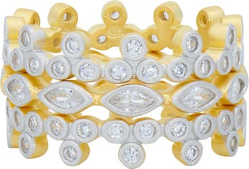 Clearance Rings Freida Rothman FREIDA ROTHMAN Blossoming Brilliance Set of 3 Stackable Rings | Nordstrom