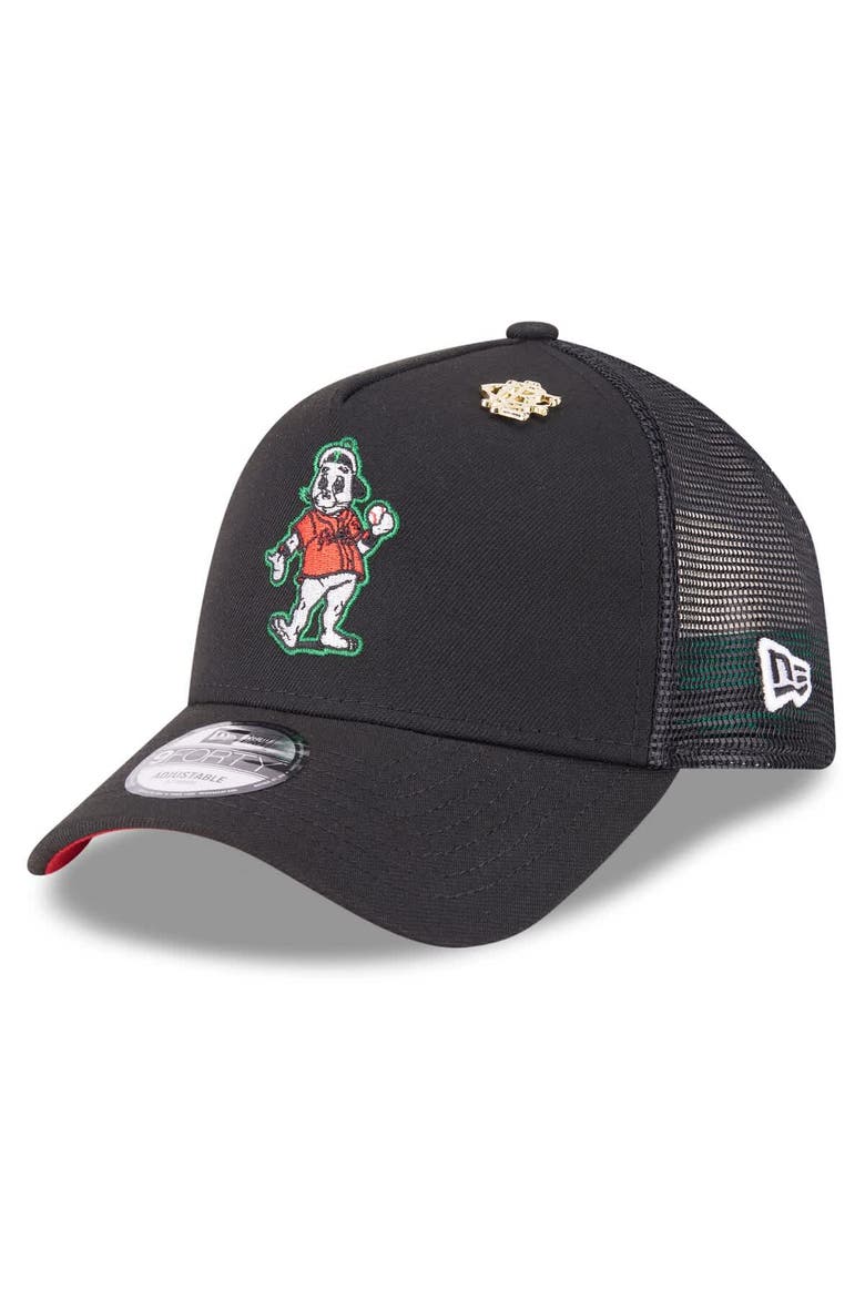 Men's New Era  Black San Francisco Giants 2025 Big League Chew A-Frame 9FORTY Adjustable Trucker Hat, Main, color, Black