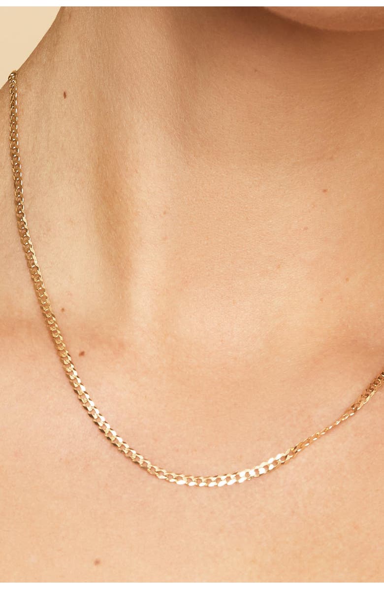 Oradina 10K Gold Carmine Curb Petite Chain Necklace, Alternate, color, Yellow Gold