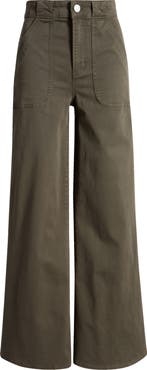 【COLOR iN ID】Color Matching Pocket Wide Pants Terraced Wide Leg Pant in Hillside