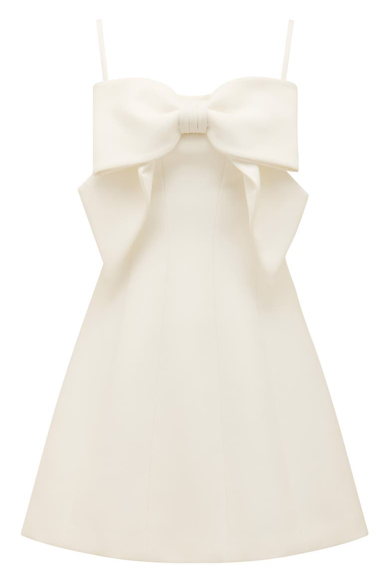 Hayley Bow Front Cocktail Minidress, Alternate, color, PORCELAIN