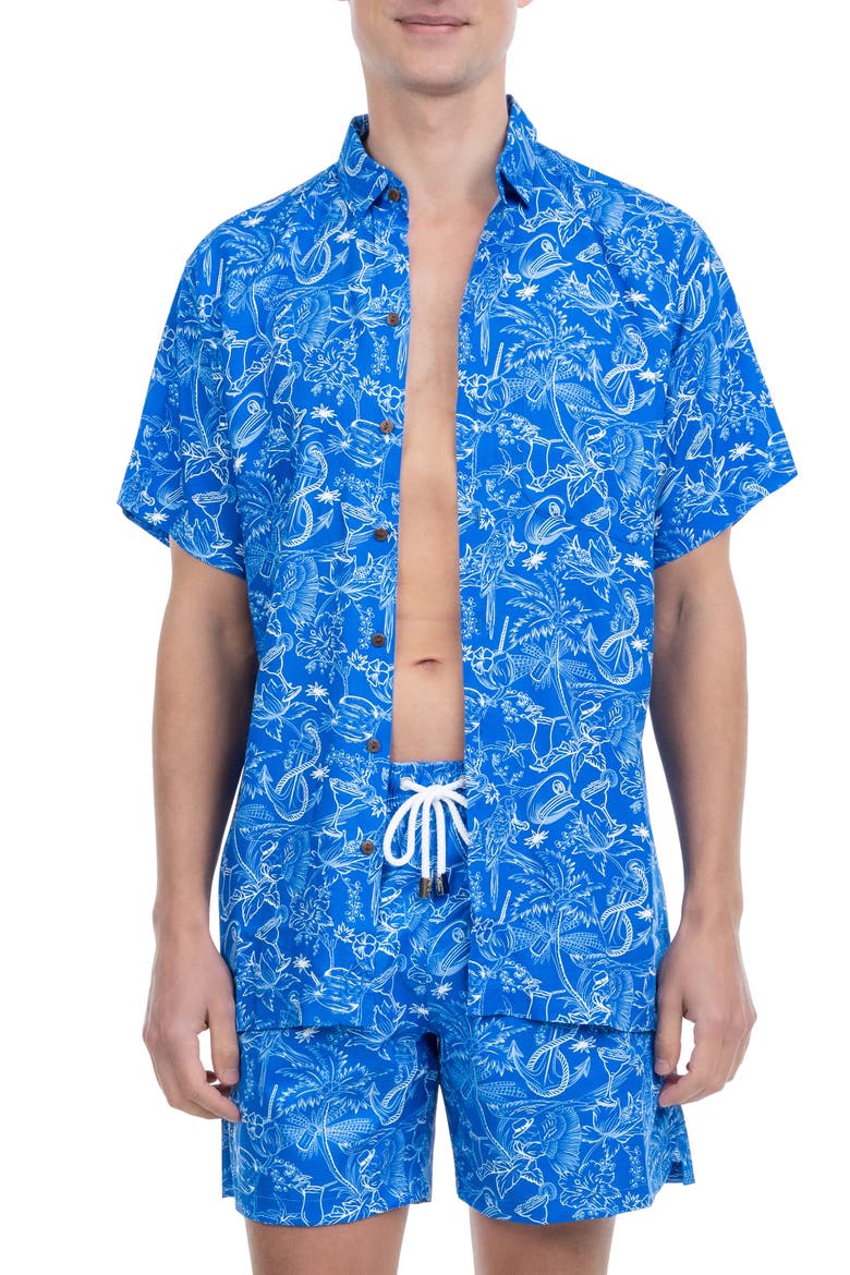 The Margaritaville Ode to Jimmy Short Sleeve Shirt, Alternate, color, Blue