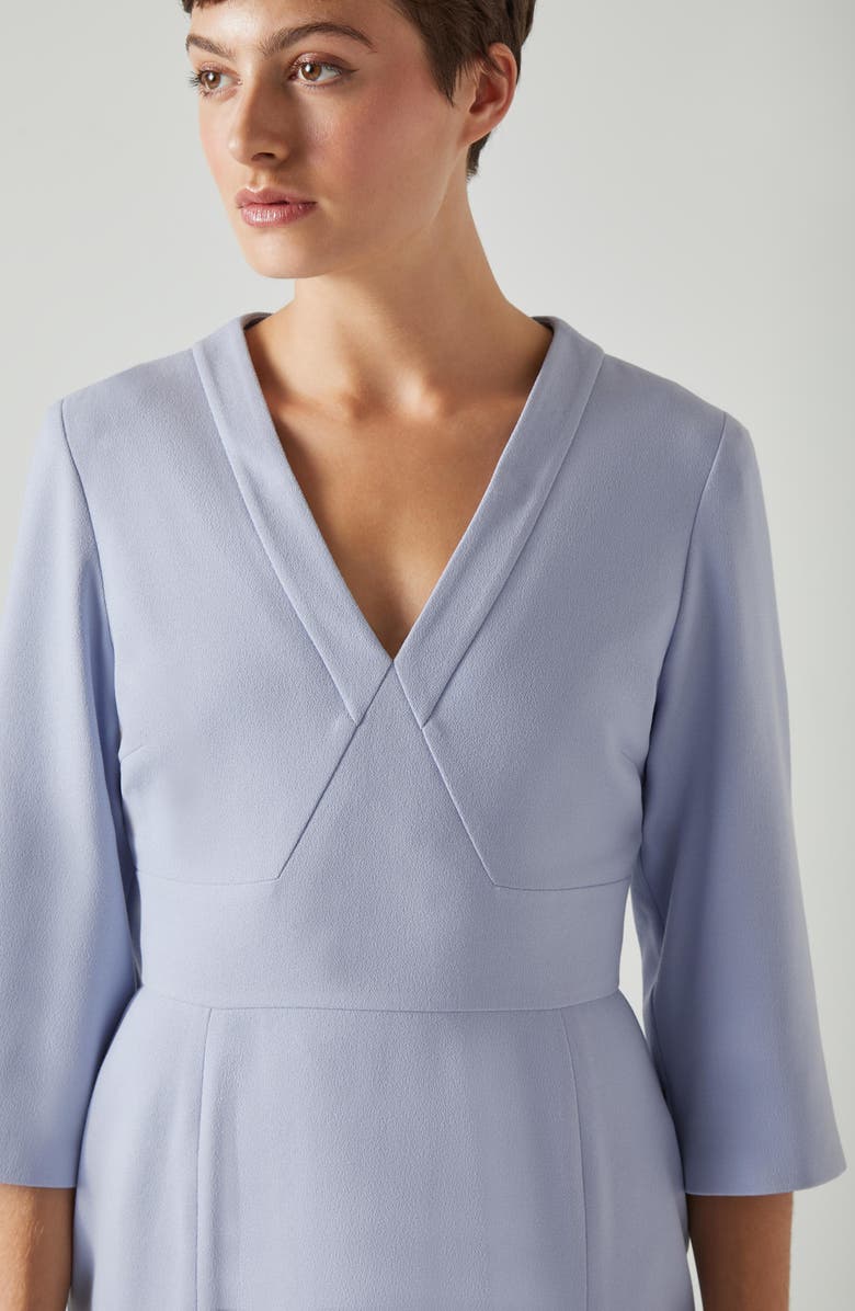 LK Bennett Sky V-Neck Crepe Dress, Alternate, color, Light Blue