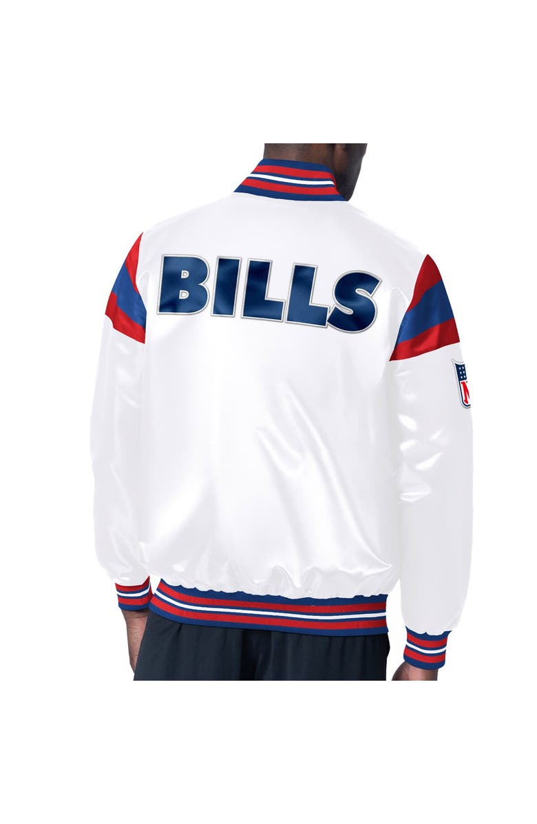 STARTER Men's Starter White/Royal Buffalo Bills Vintage Satin Full-Snap Varsity Jacket, Alternate, color, White
