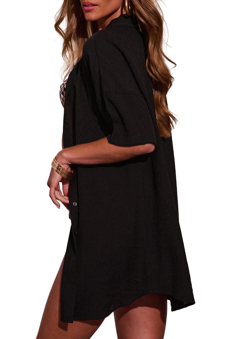 Whispered Coat Cover-Up Shirt, Alternate, color, BLACK