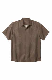 Tommy Bahama Bali Border Floral Jacquard Short Sleeve Silk Button-Up Shirt