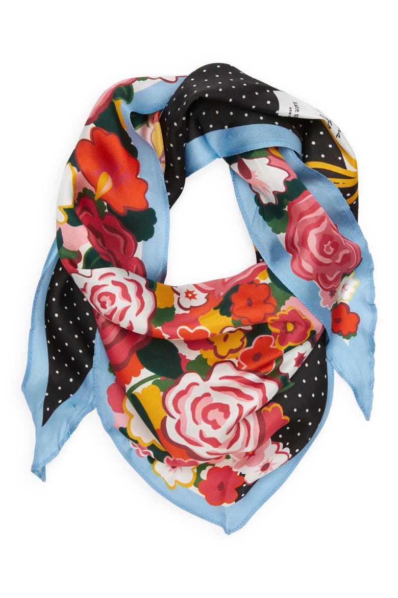 floral bouquet silk diamond scarf, Main, color, MULTICOLOR