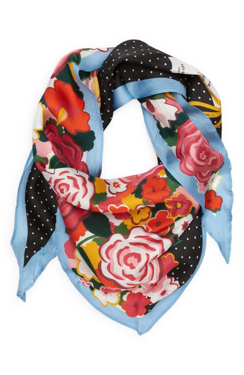floral bouquet silk diamond scarf