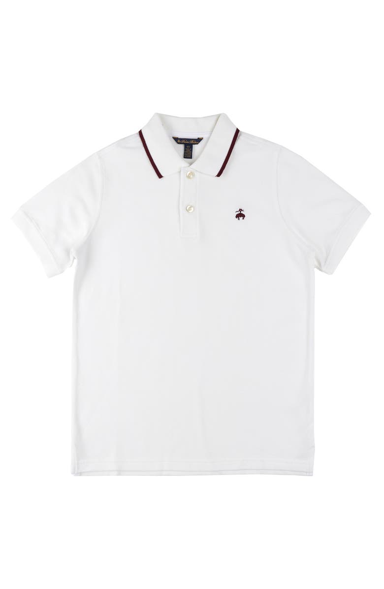 Brooks Brothers Kids' Tipped Stretch Cotton Piqué Polo, Main, color, White