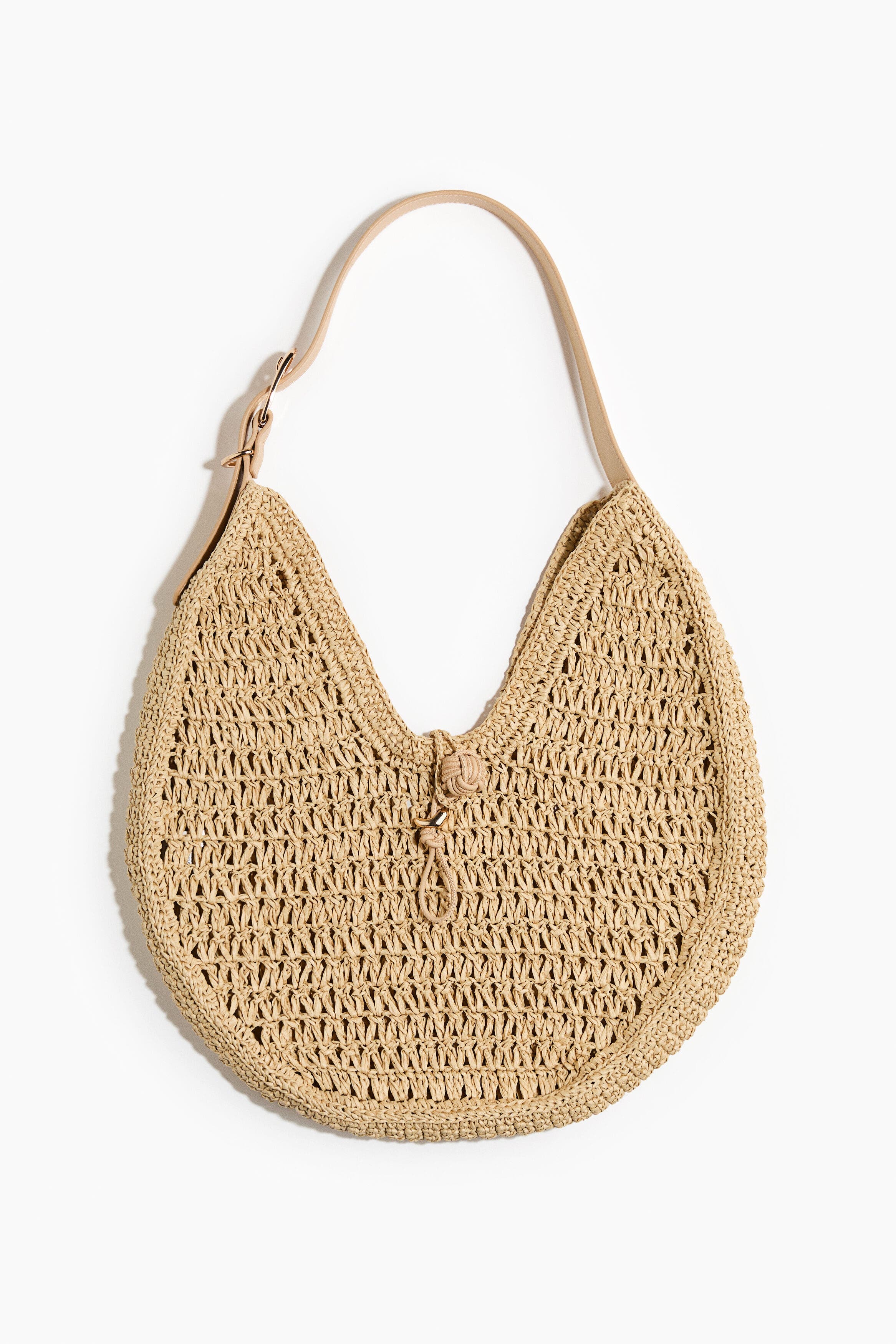H&M Straw Shoulder Bag, Main, color, Beige