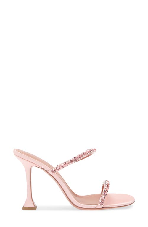 Shop Amina Muaddi Gigi Crystal Strap Sandal In Satin Pink/crystal Buckle