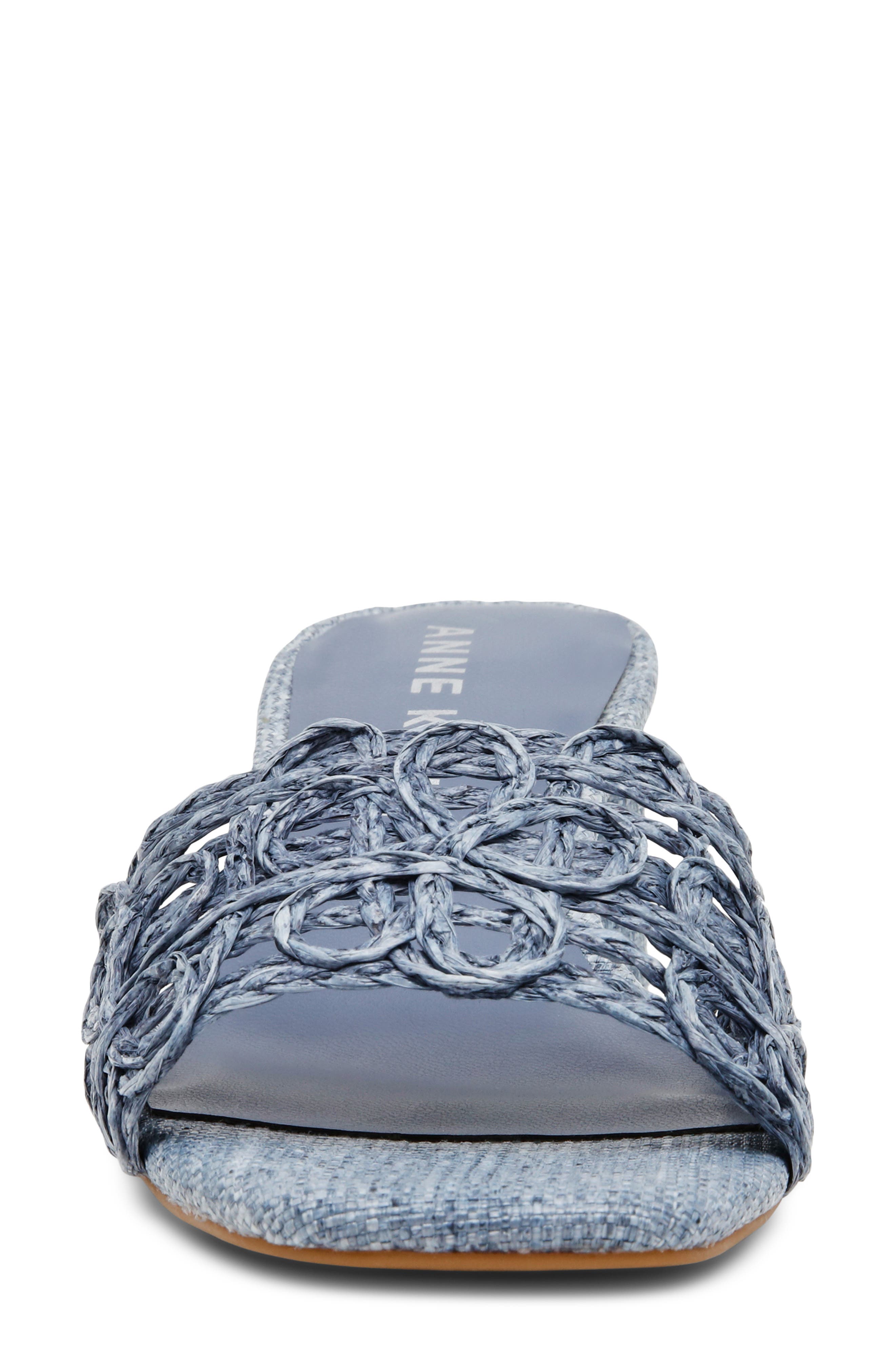 Anne Klein Flores Slide Sandal, Alternate, color, Blue Raffia