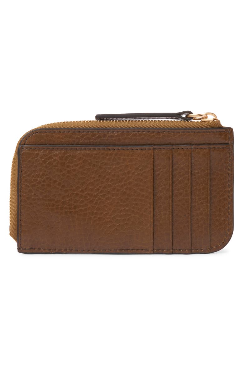 Bikie Zip Leather Card Case, Alternate, color, DARK KHAKI 20V