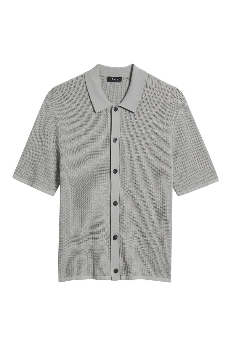 Tactile Cotton Open Stitch Button-Up Shirt, Alternate, color, DARK VAPOR