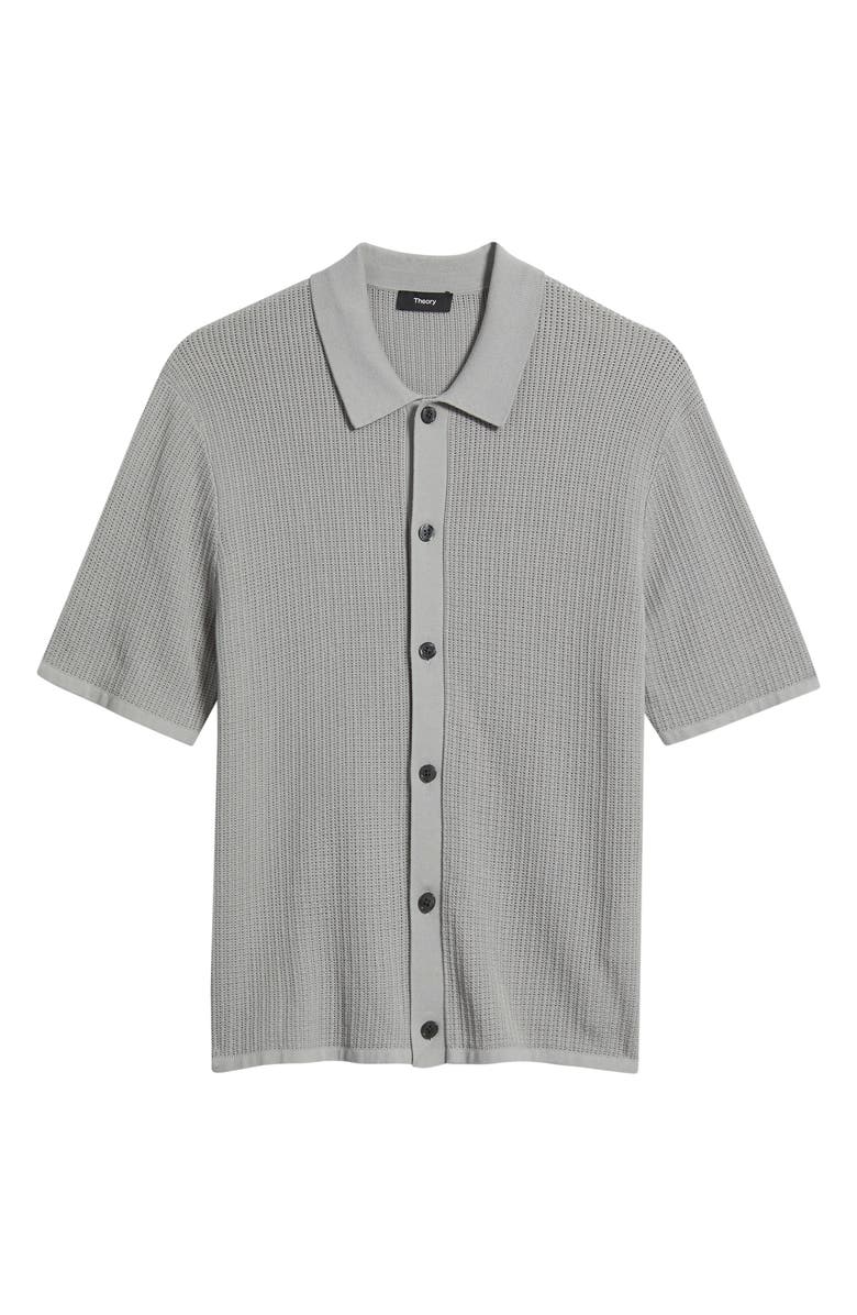 Theory Tactile Cotton Open Stitch Button-Up Shirt, Alternate, color, Dark Vapor