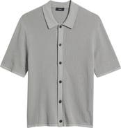 Theory Tactile Cotton Open Stitch Button-Up Shirt