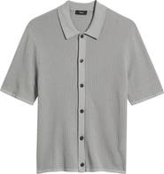 Theory Tactile Cotton Open Stitch Button-Up Shirt