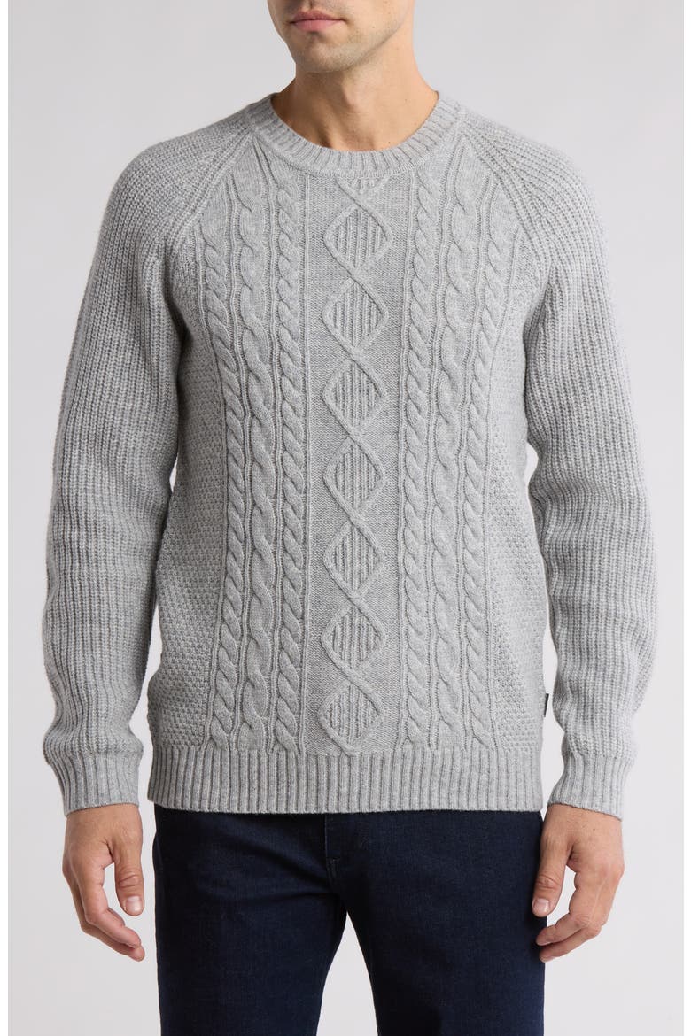 Jacobs Town Cable Stitch Sweater, Main, color, STONE