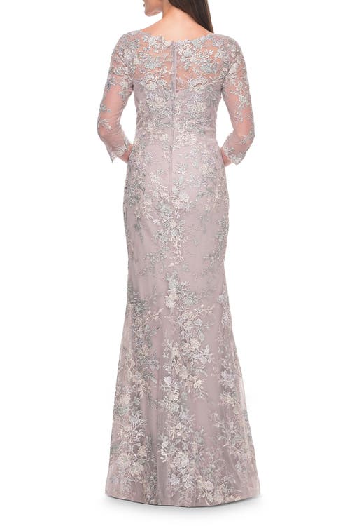 La Femme Embroidered Lace Fitted Gown For Mother Of The Bride