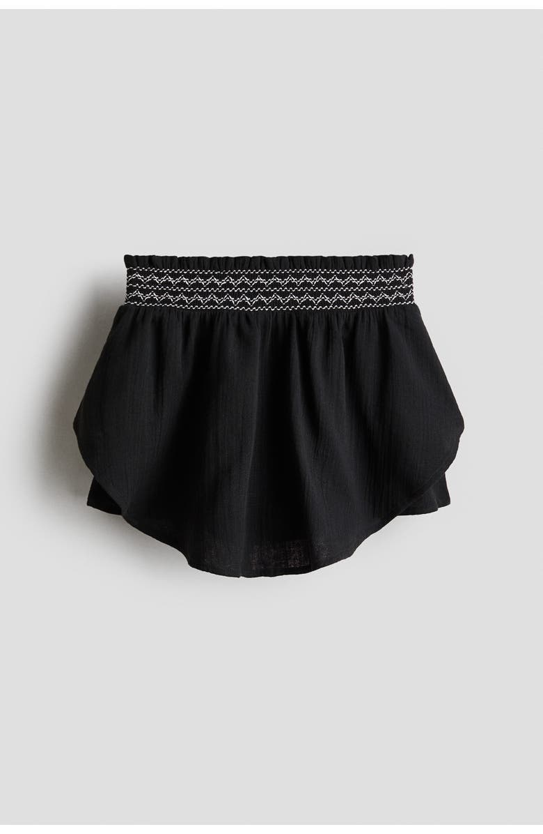 H&M Smock-detail Muslin Skort, Main, color, Black