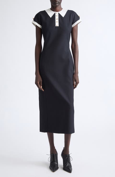 Trompe l'Oeil Polo Wool Hopsack Dress