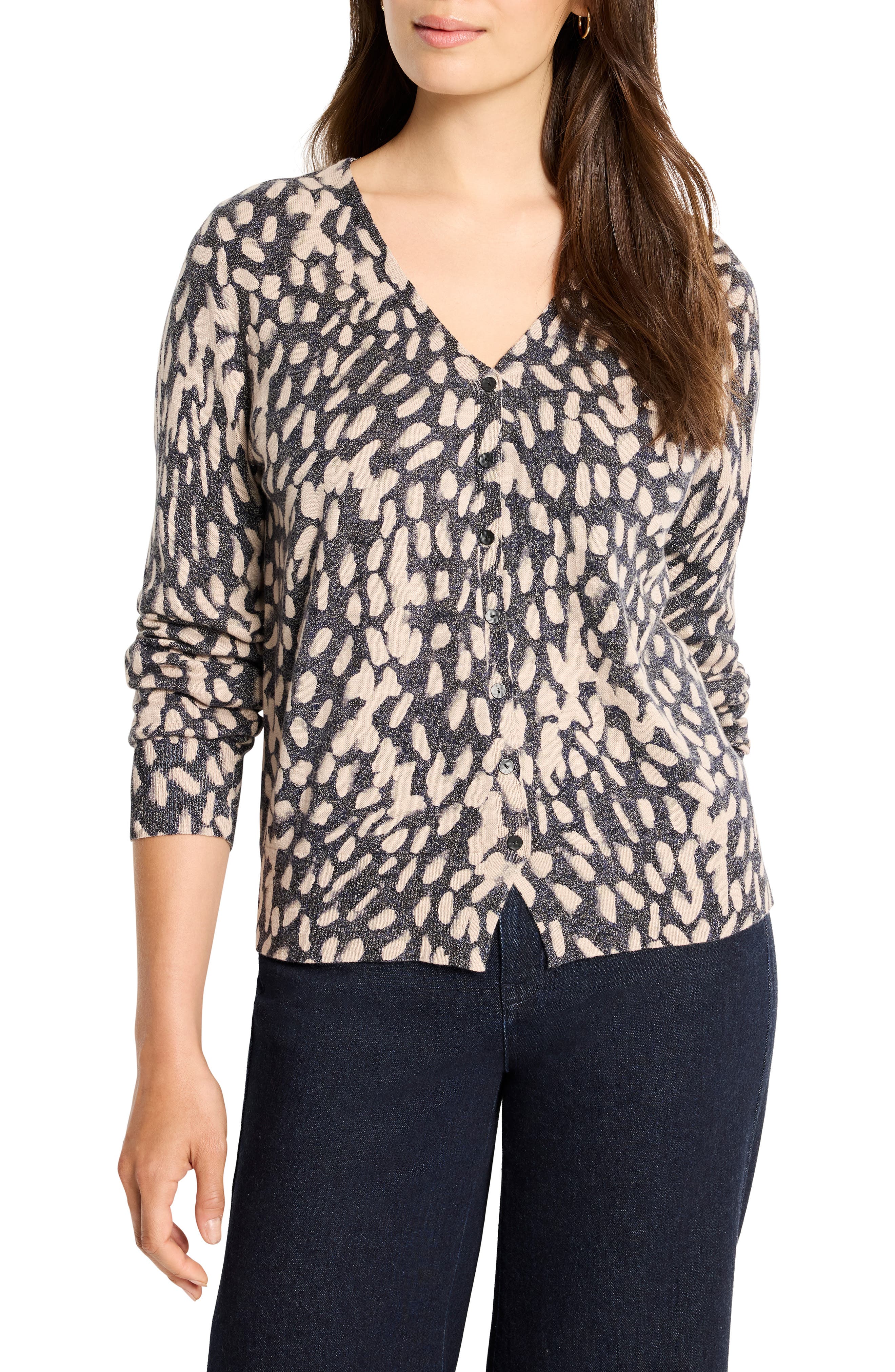 NIC+ZOE Wild Dot Cotton Blend Cardigan